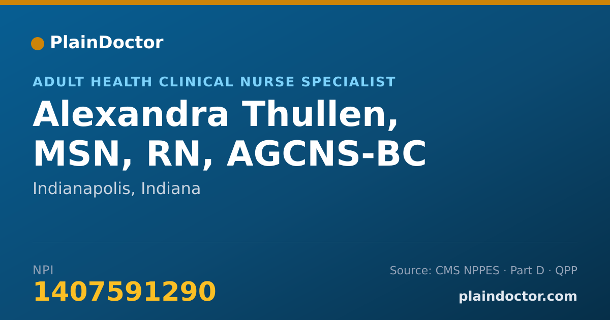Shareable card for Alexandra Thullen, MSN, RN, AGCNS-BC - Adult Health Clinical Nurse Specialist, Indianapolis, IN