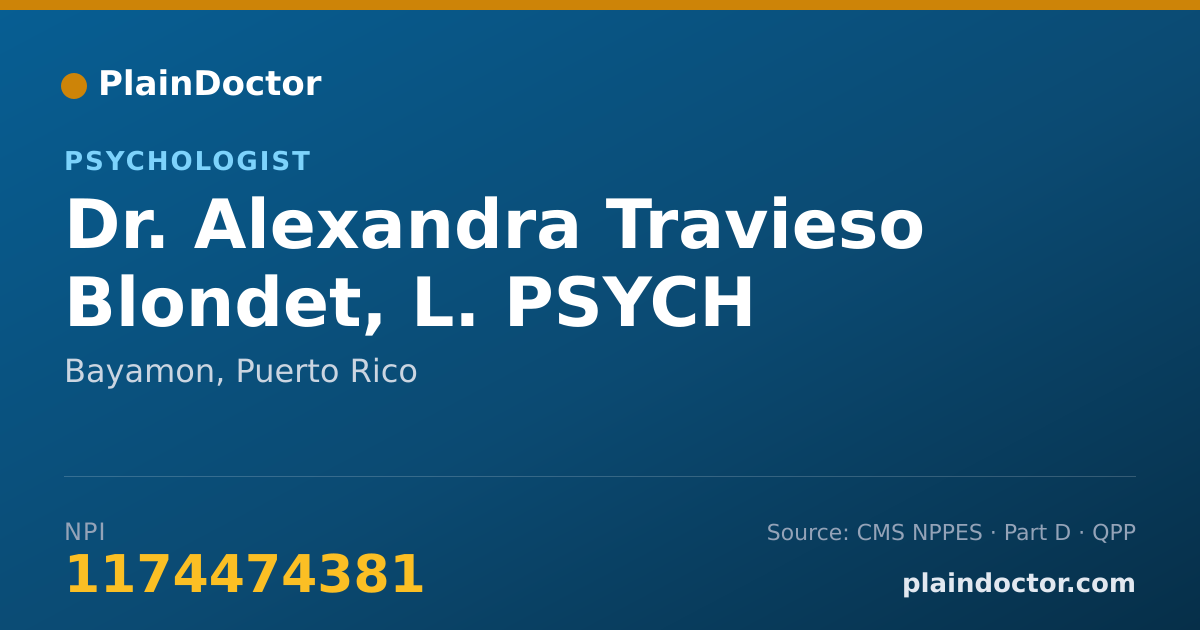 Shareable card for Alexandra Travieso Blondet, L. PSYCH - Psychologist, Bayamon, PR