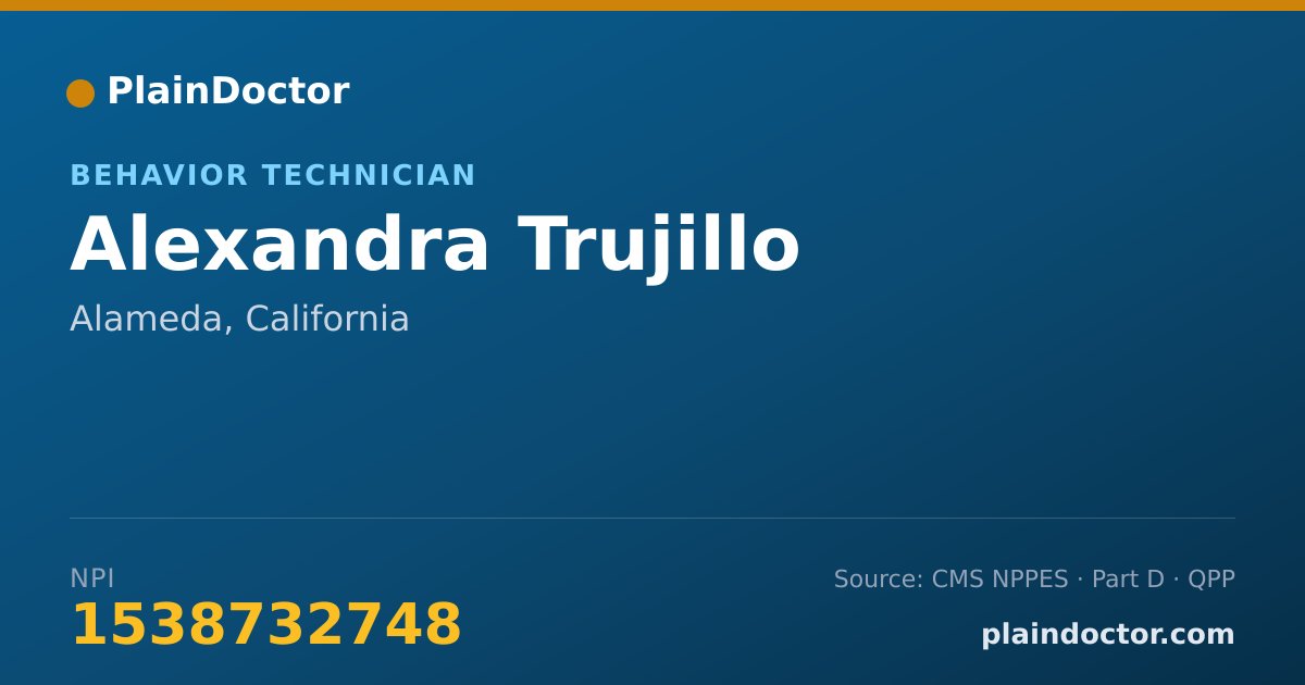 Shareable card for Alexandra Trujillo - Behavior Technician, Alameda, CA