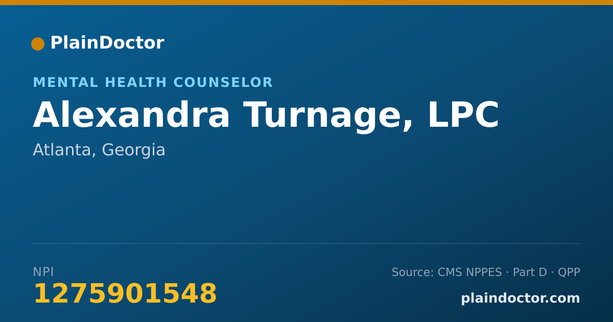 Shareable card for Alexandra Turnage, LPC - Mental Health Counselor, Atlanta, GA