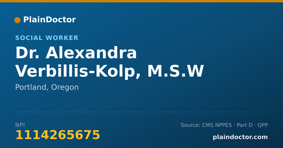 Shareable card for Alexandra Verbillis-Kolp, M.S.W - Social Worker, Portland, OR