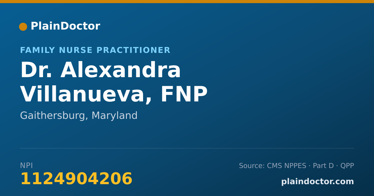 Shareable card for Alexandra Villanueva, FNP - Family Nurse Practitioner, Gaithersburg, MD