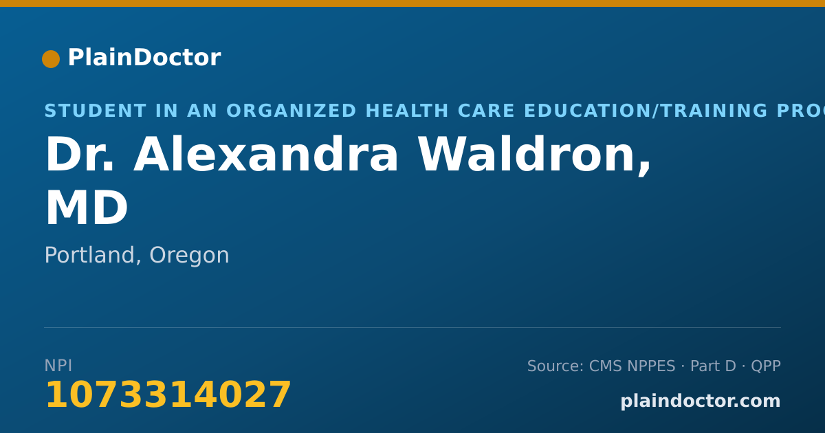 Shareable card for Alexandra Waldron, MD - Student in an Organized Health Care Education/Training Program, Portland, OR