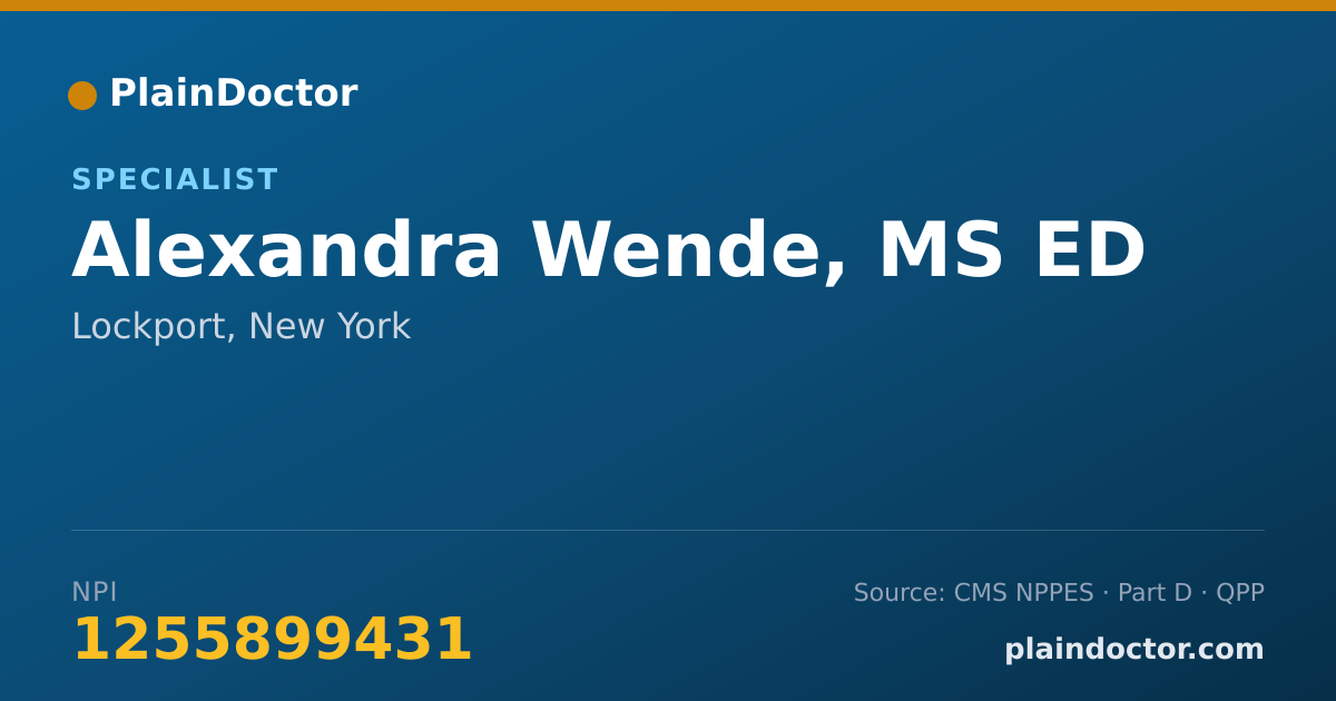 Shareable card for Alexandra Wende, MS ED - Specialist, Lockport, NY