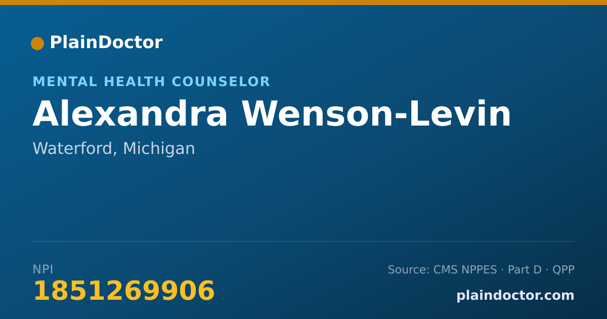 Shareable card for Alexandra Wenson-Levin - Mental Health Counselor, Waterford, MI