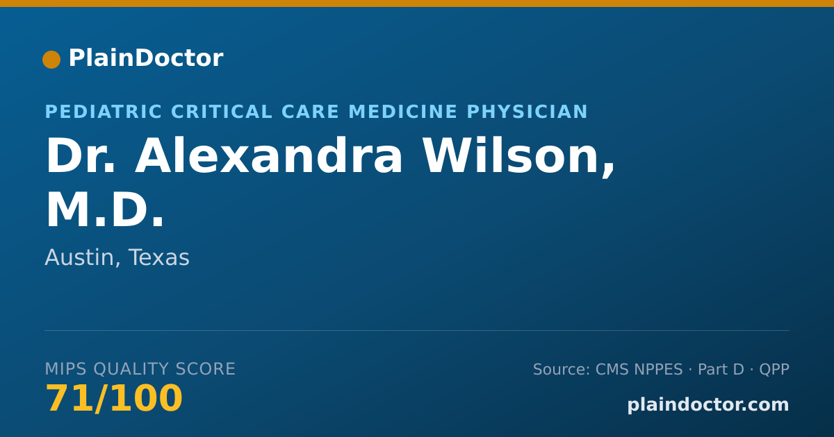 Shareable card for Alexandra Wilson, M.D. - Pediatric Critical Care Medicine Physician, Austin, TX