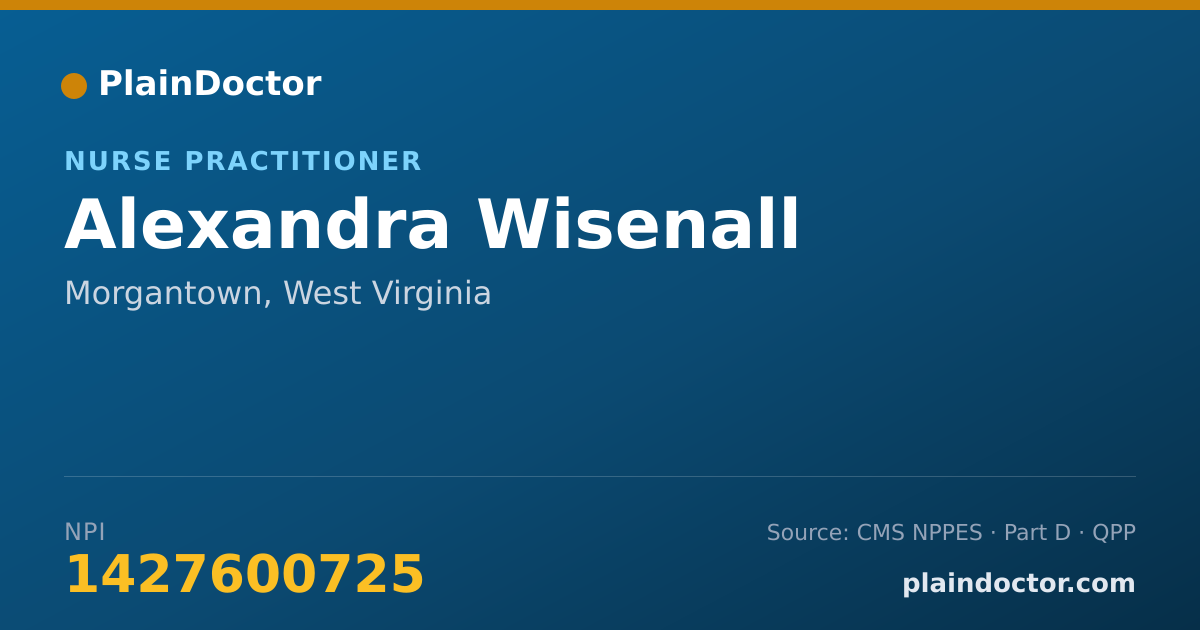 Shareable card for Alexandra Wisenall - Nurse Practitioner, Morgantown, WV