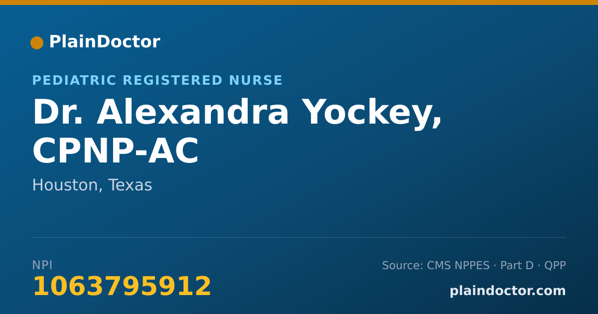Shareable card for Alexandra Yockey, CPNP-AC - Pediatric Registered Nurse, Houston, TX