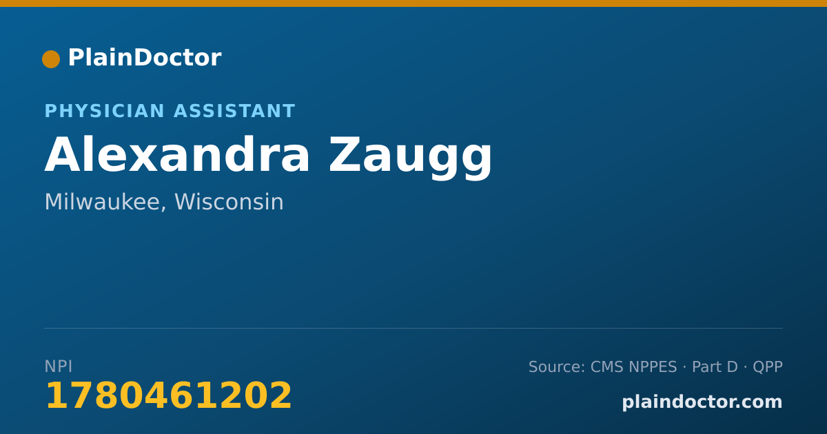 Shareable card for Alexandra Zaugg - Physician Assistant, Milwaukee, WI