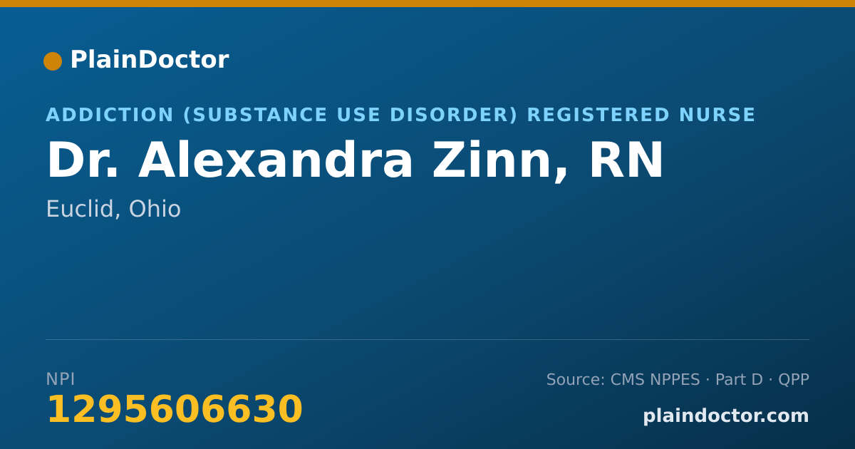Shareable card for Alexandra Zinn, RN - Addiction (Substance Use Disorder) Registered Nurse, Euclid, OH