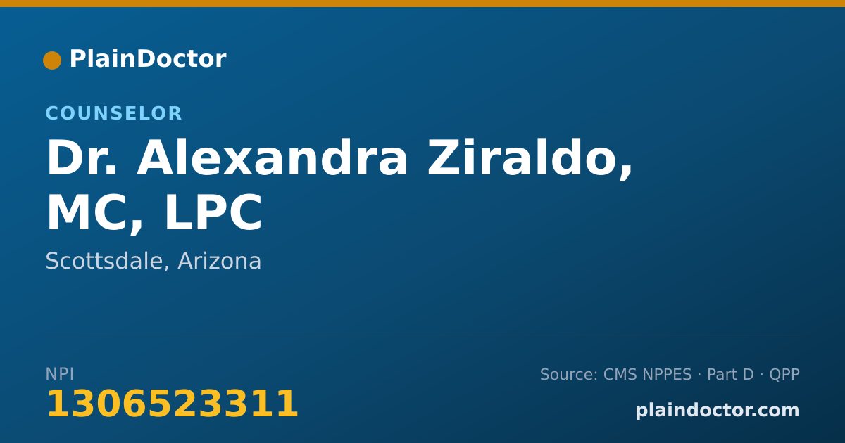 Shareable card for Alexandra Ziraldo, MC, LPC - Counselor, Scottsdale, AZ