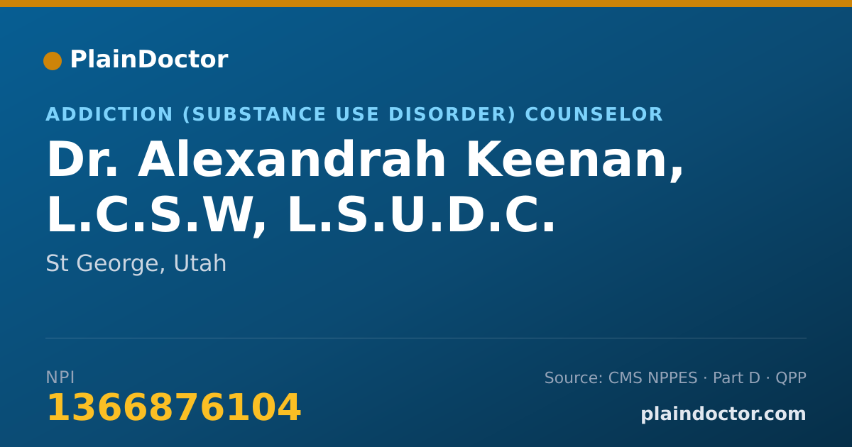 Shareable card for Alexandrah Keenan, L.C.S.W, L.S.U.D.C. - Addiction (Substance Use Disorder) Counselor, St George, UT