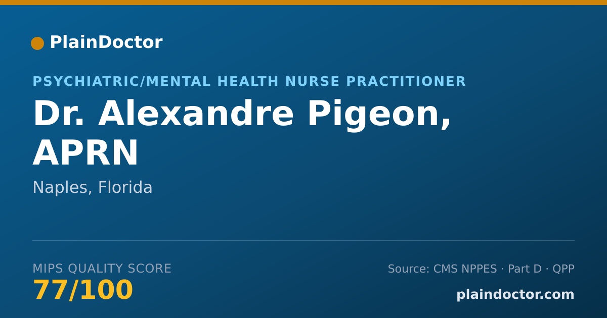 Shareable card for Alexandre Pigeon, APRN - Psychiatric/Mental Health Nurse Practitioner, Naples, FL
