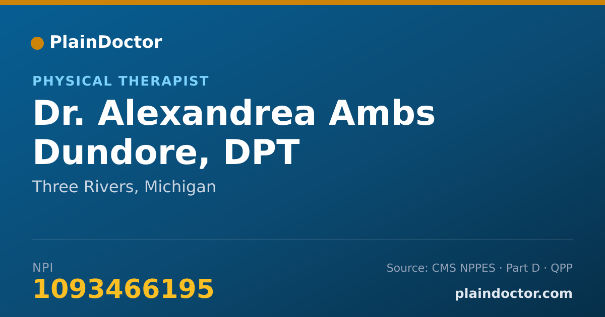 Shareable card for Alexandrea Ambs Dundore, DPT - Physical Therapist, Three Rivers, MI