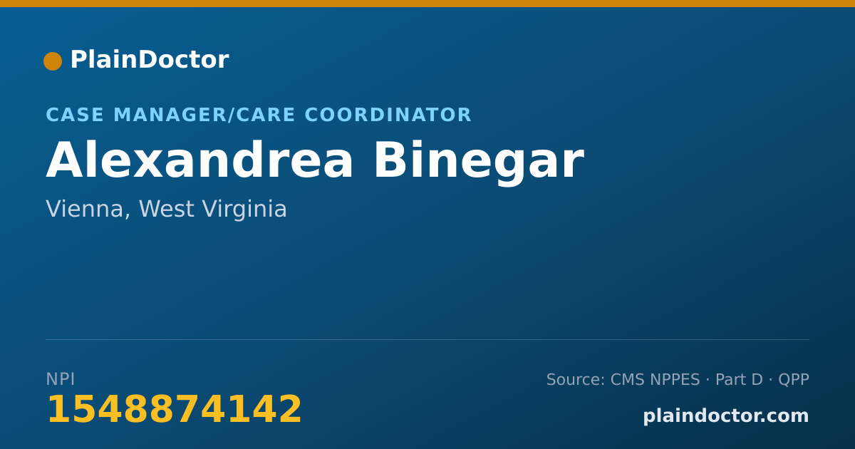 Shareable card for Alexandrea Binegar - Case Manager/Care Coordinator, Vienna, WV