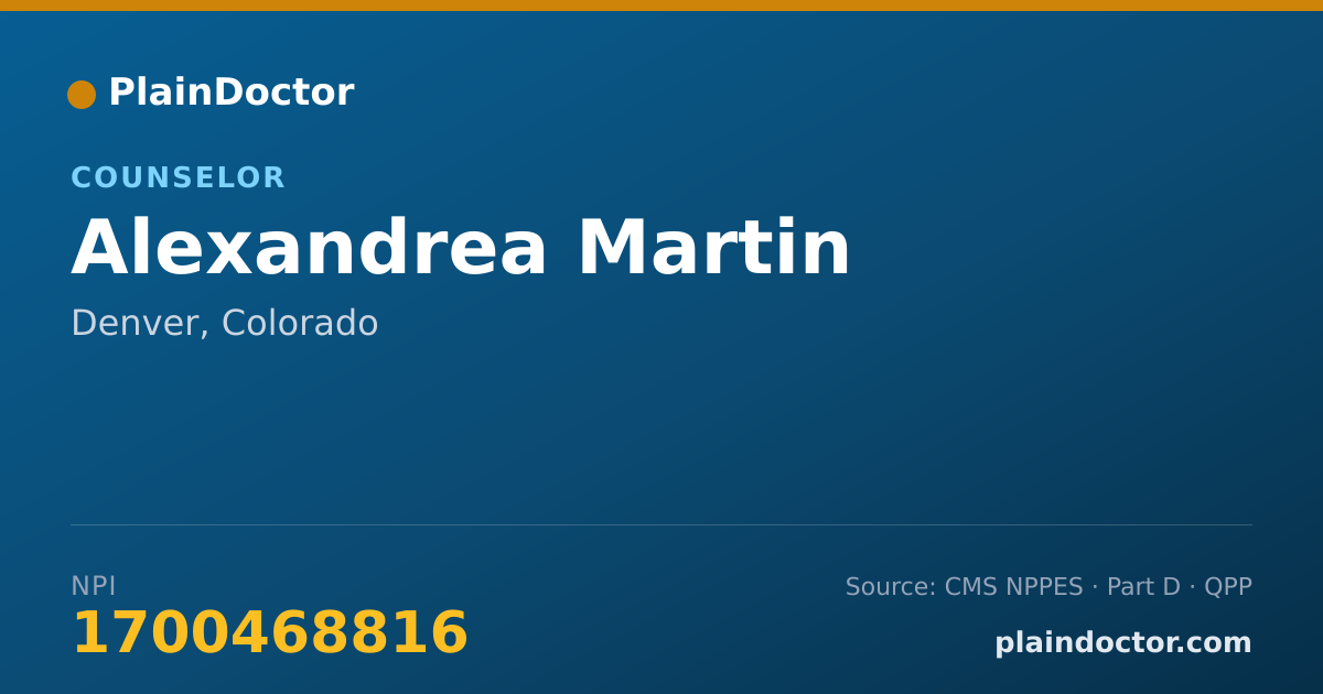 Shareable card for Alexandrea Martin - Counselor, Denver, CO