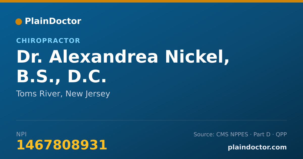 Shareable card for Alexandrea Nickel, B.S., D.C. - Chiropractor, Toms River, NJ