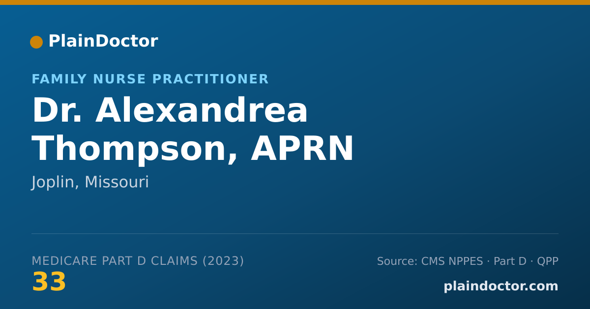 Shareable card for Alexandrea Thompson, APRN - Family Nurse Practitioner, Joplin, MO