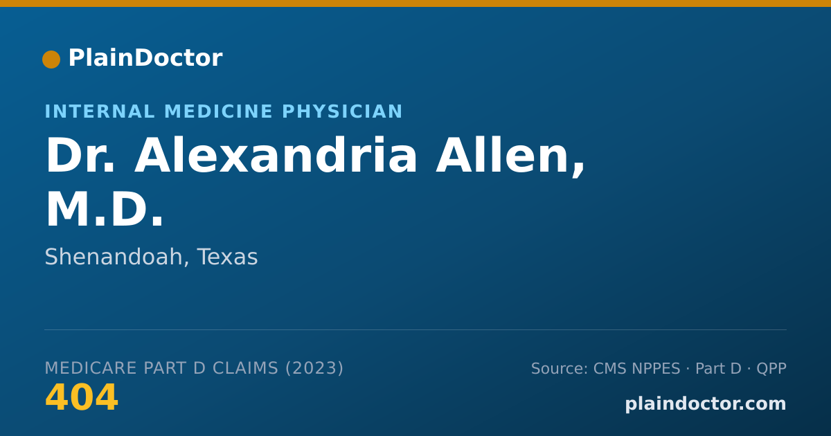Shareable card for Alexandria Allen, M.D. - Internal Medicine Physician, Shenandoah, TX
