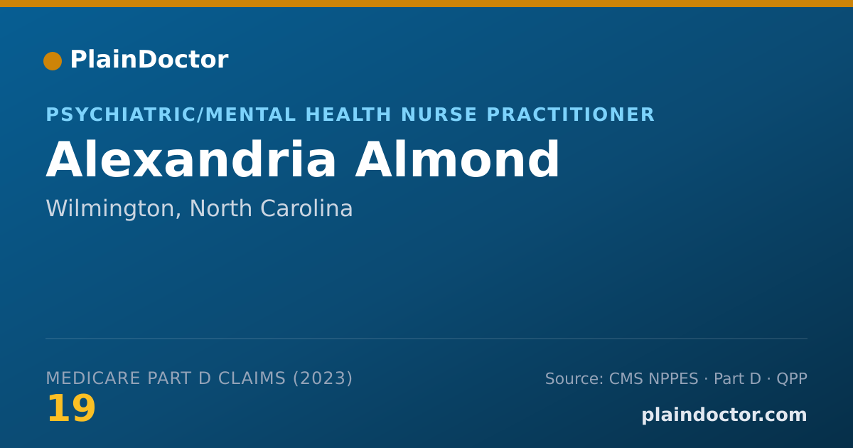 Shareable card for Alexandria Almond - Psychiatric/Mental Health Nurse Practitioner, Wilmington, NC