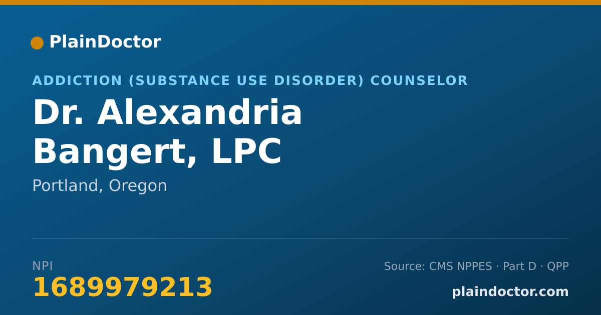 Shareable card for Alexandria Bangert, LPC - Addiction (Substance Use Disorder) Counselor, Portland, OR