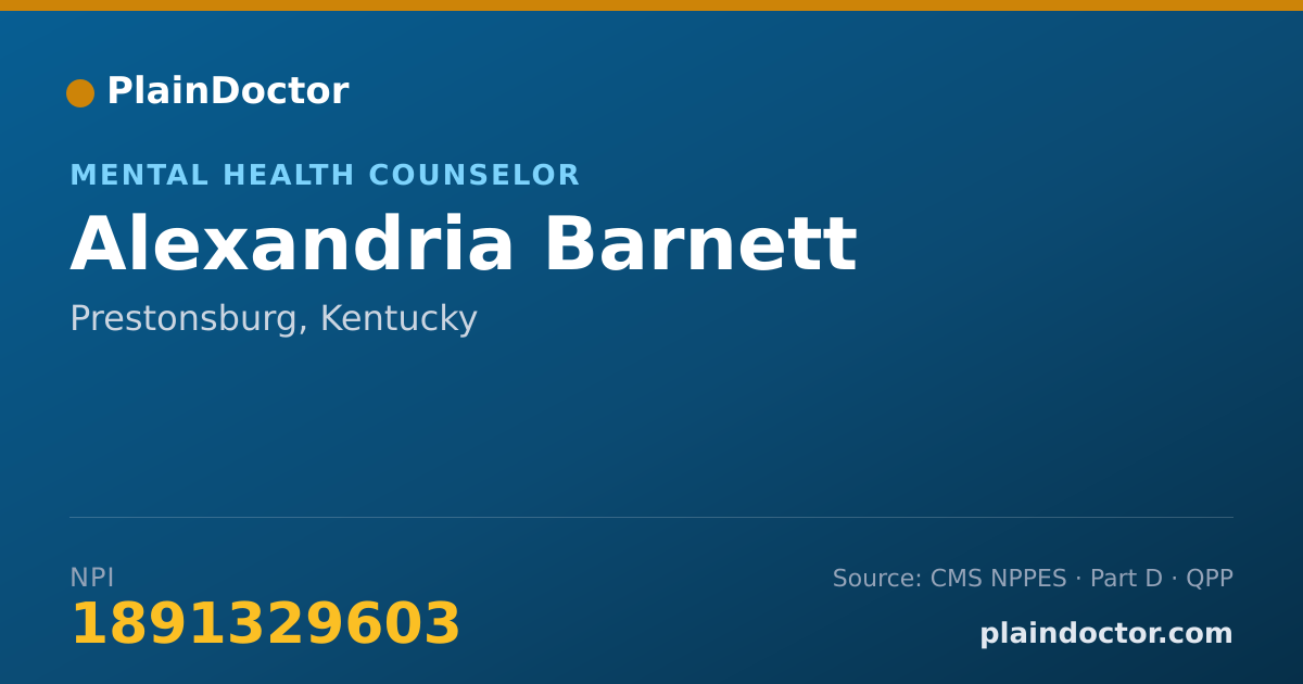 Shareable card for Alexandria Barnett - Mental Health Counselor, Prestonsburg, KY