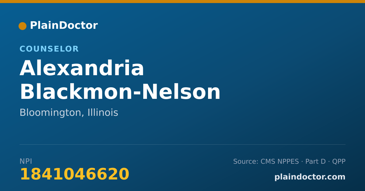 Shareable card for Alexandria Blackmon-Nelson - Counselor, Bloomington, IL