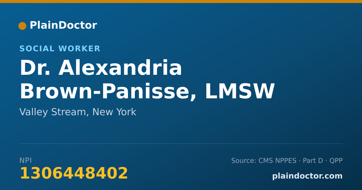 Shareable card for Alexandria Brown-Panisse, LMSW - Social Worker, Valley Stream, NY