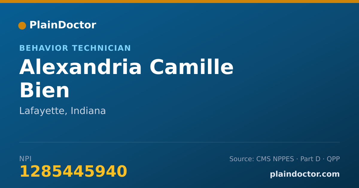 Shareable card for Alexandria Camille Bien - Behavior Technician, Lafayette, IN
