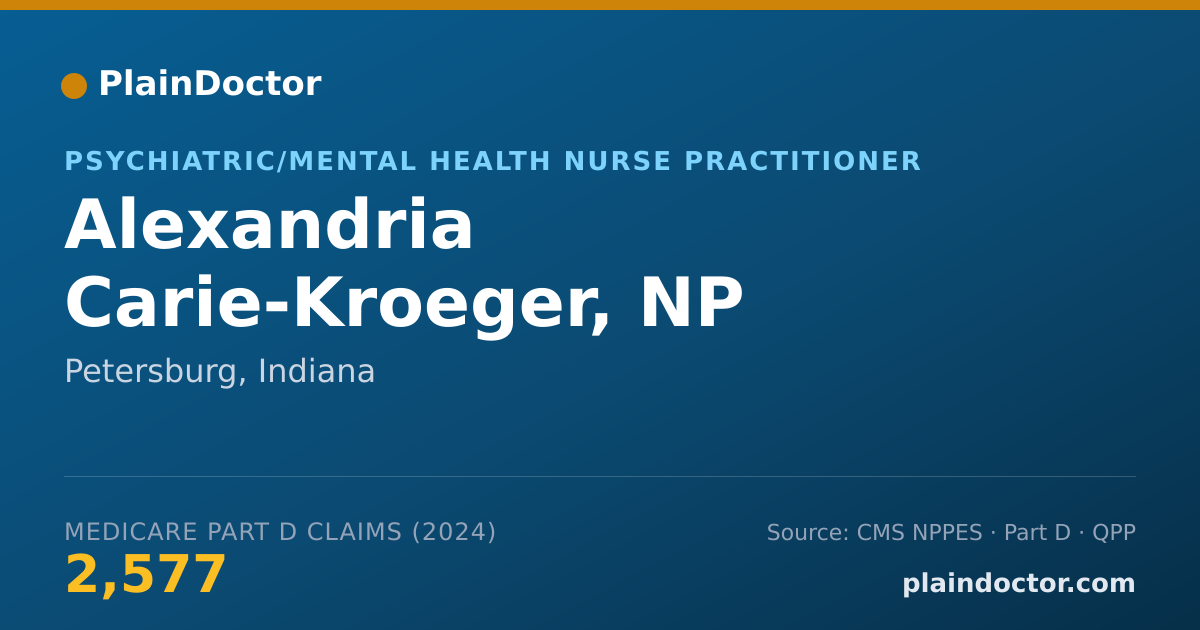 Shareable card for Alexandria Carie-Kroeger, NP - Psychiatric/Mental Health Nurse Practitioner, Petersburg, IN