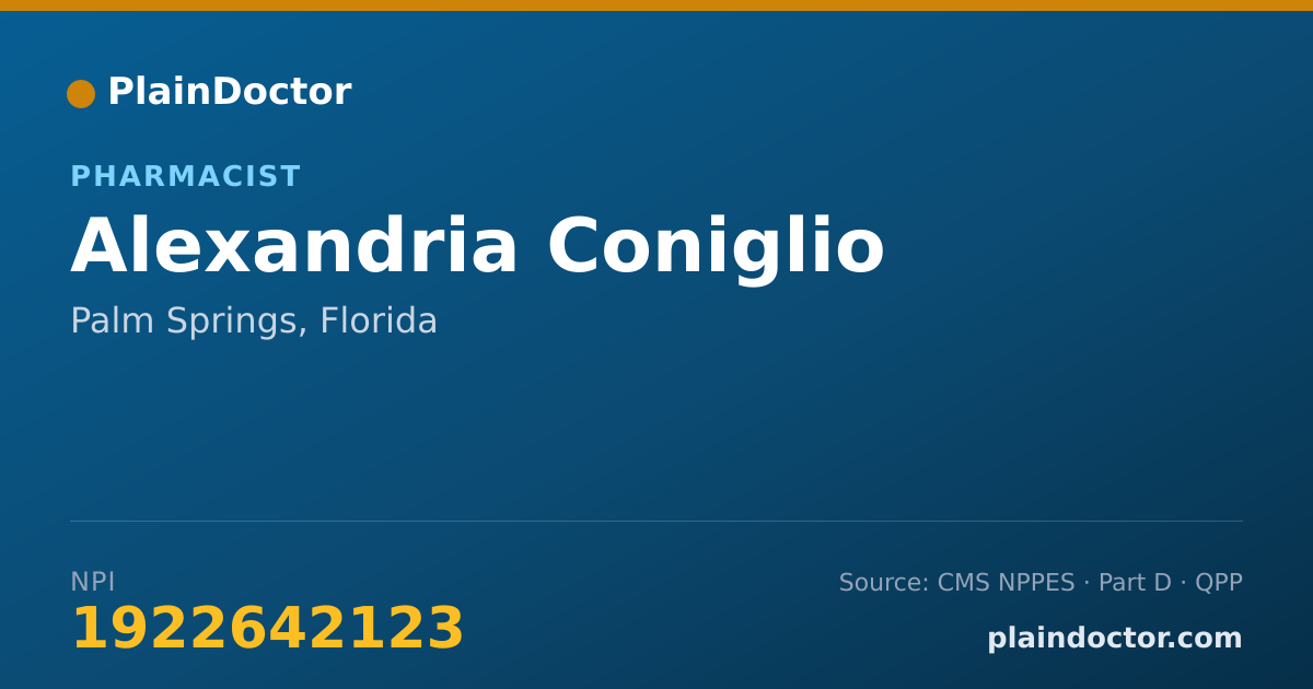 Shareable card for Alexandria Coniglio - Pharmacist, Palm Springs, FL