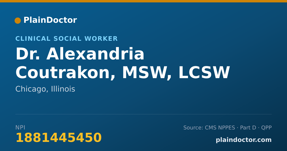 Shareable card for Alexandria Coutrakon, MSW, LCSW - Clinical Social Worker, Chicago, IL