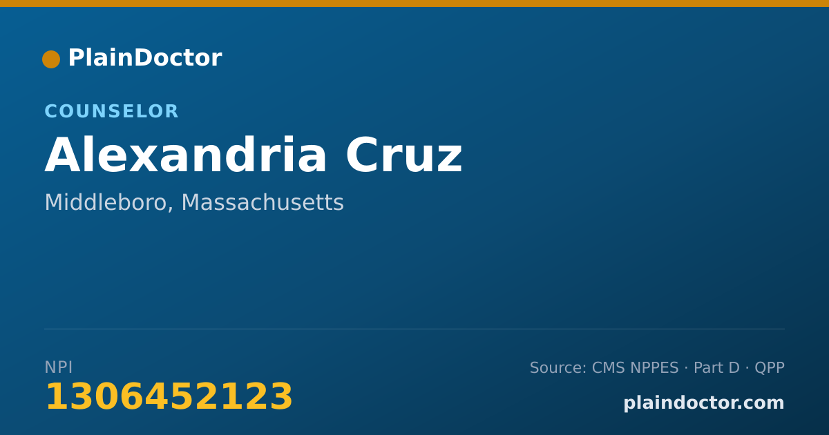 Shareable card for Alexandria Cruz - Counselor, Middleboro, MA