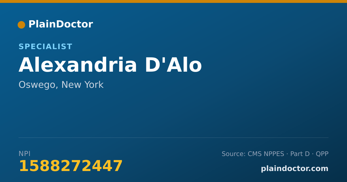 Shareable card for Alexandria D'Alo - Specialist, Oswego, NY