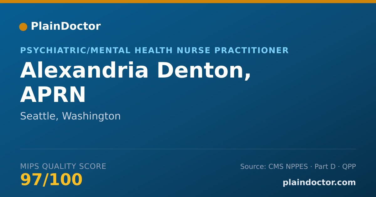 Shareable card for Alexandria Denton, APRN - Psychiatric/Mental Health Nurse Practitioner, Seattle, WA