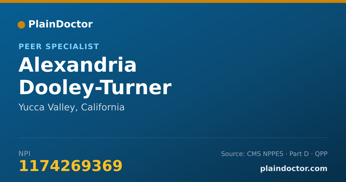 Shareable card for Alexandria Dooley-Turner - Peer Specialist, Yucca Valley, CA