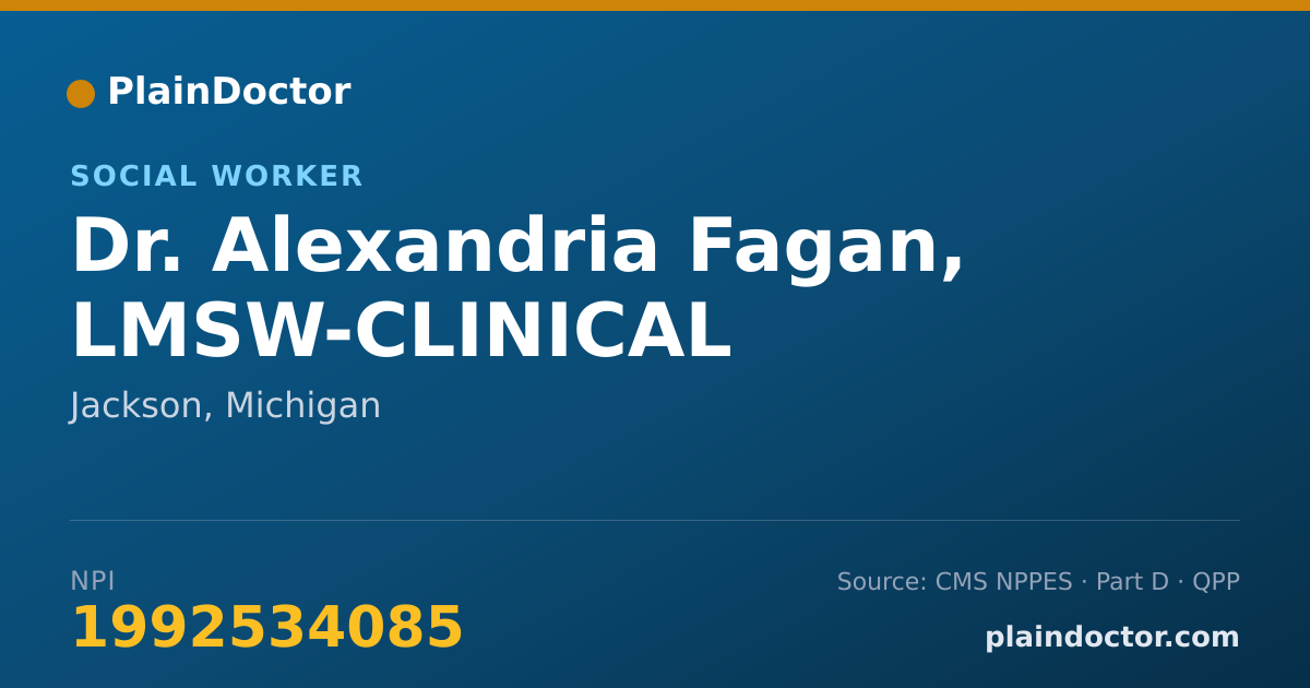 Shareable card for Alexandria Fagan, LMSW-CLINICAL - Social Worker, Jackson, MI