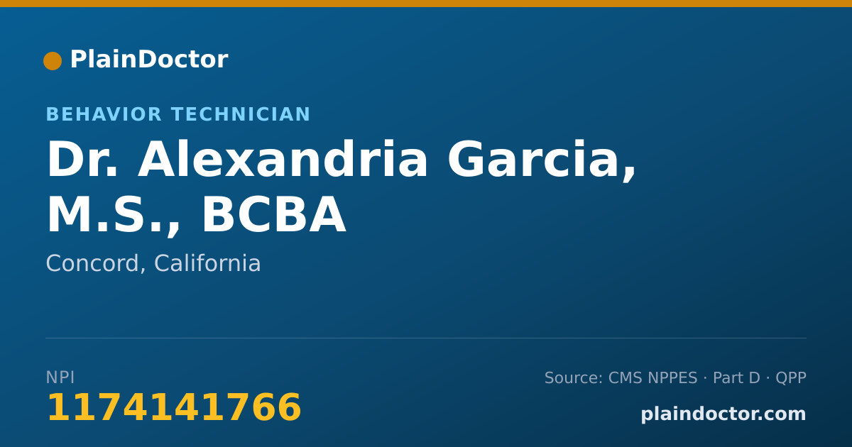Shareable card for Alexandria Garcia, M.S., BCBA - Behavior Technician, Concord, CA