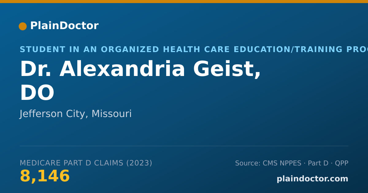 Shareable card for Alexandria Geist, DO - Student in an Organized Health Care Education/Training Program, Jefferson City, MO
