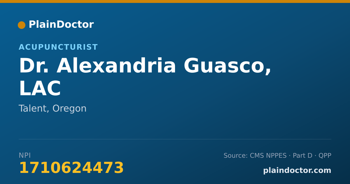 Shareable card for Alexandria Guasco, LAC - Acupuncturist, Talent, OR