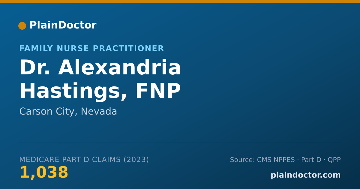 Shareable card for Alexandria Hastings, FNP - Family Nurse Practitioner, Carson City, NV
