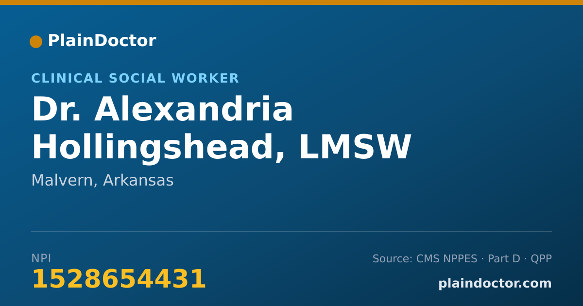 Shareable card for Alexandria Hollingshead, LMSW - Clinical Social Worker, Malvern, AR