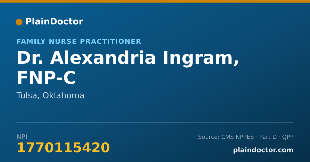 Shareable card for Alexandria Ingram, FNP-C - Family Nurse Practitioner, Tulsa, OK