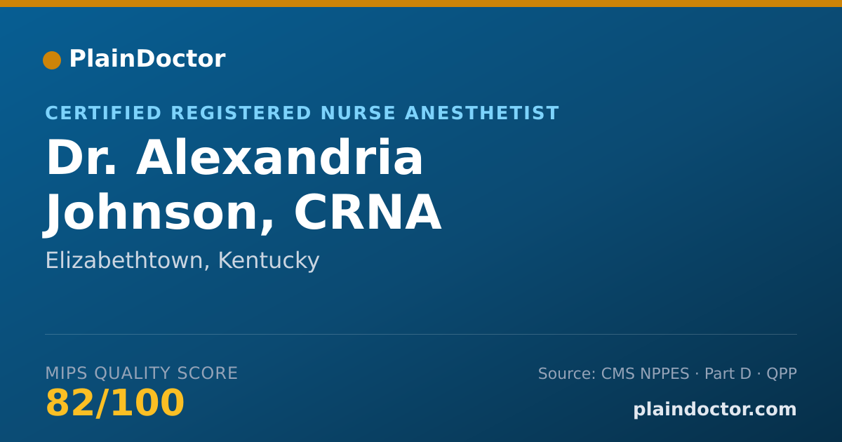 Shareable card for Alexandria Johnson, CRNA - Certified Registered Nurse Anesthetist, Elizabethtown, KY