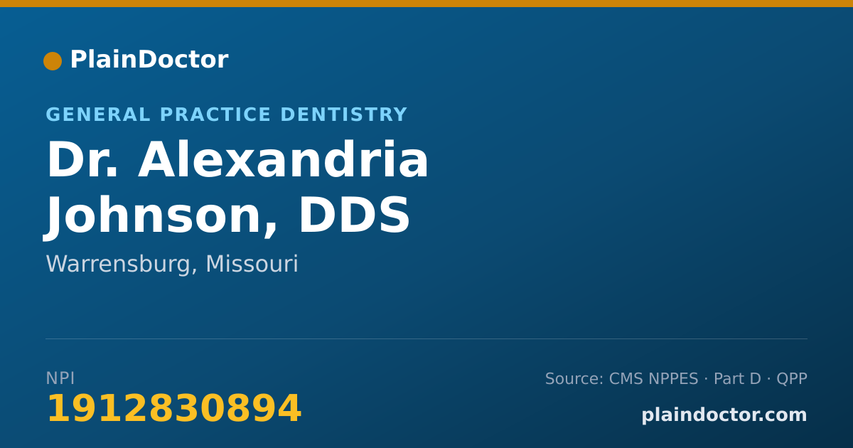 Shareable card for Alexandria Johnson, DDS - General Practice Dentistry, Warrensburg, MO