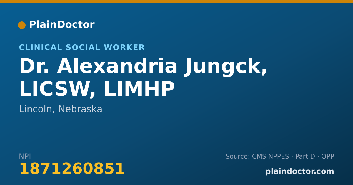 Shareable card for Alexandria Jungck, LICSW, LIMHP - Clinical Social Worker, Lincoln, NE