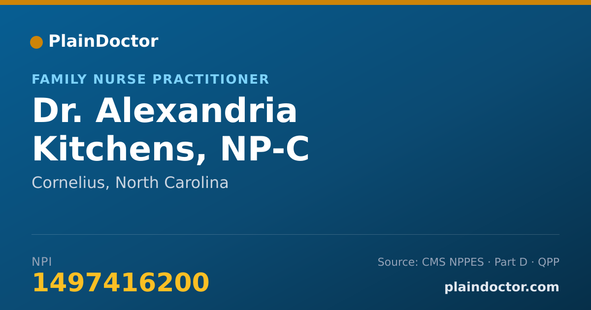 Shareable card for Alexandria Kitchens, NP-C - Family Nurse Practitioner, Cornelius, NC