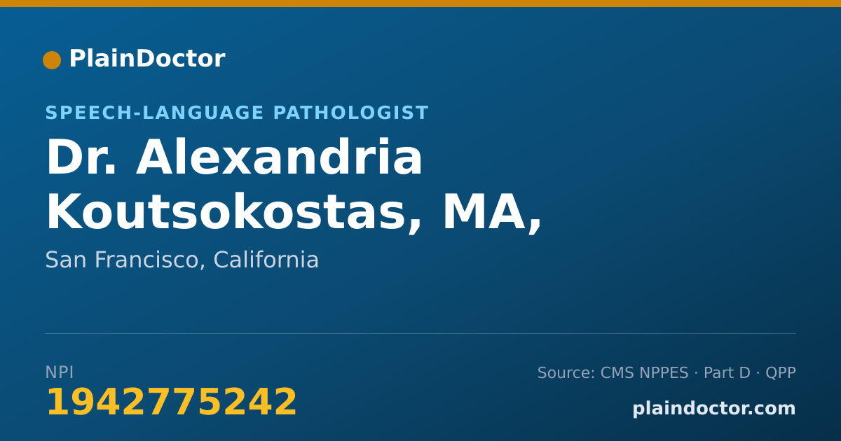 Shareable card for Alexandria Koutsokostas, MA, CCC-SLP - Speech-Language Pathologist, San Francisco, CA