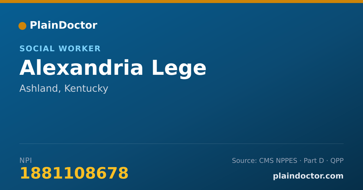 Shareable card for Alexandria Lege - Social Worker, Ashland, KY