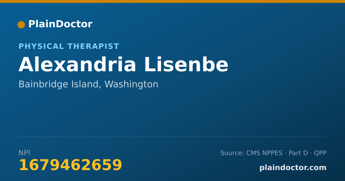 Shareable card for Alexandria Lisenbe - Physical Therapist, Bainbridge Island, WA